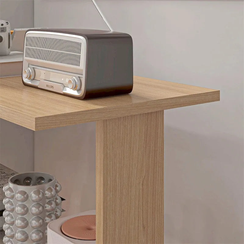 Bureau d'angle en L, bureau à domicile rotatif à 360° avec étagères