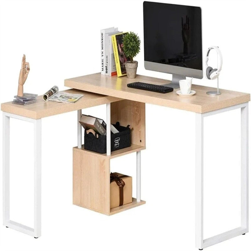 Table d'angle avec étagères de rangement