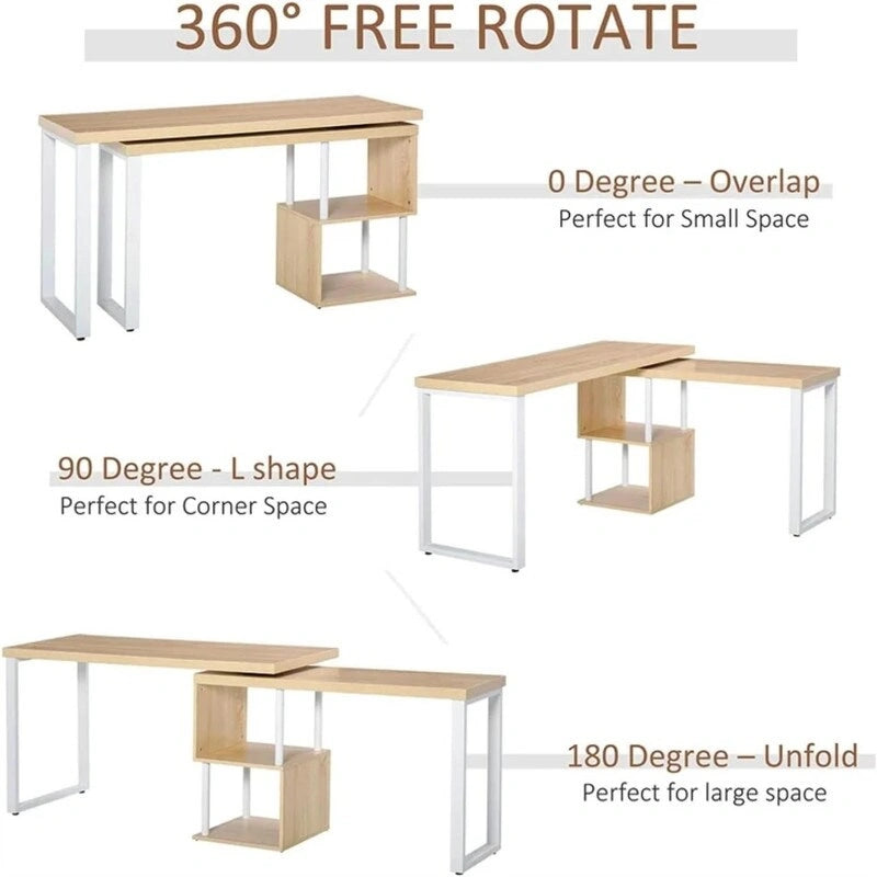 Table d'angle avec étagères de rangement