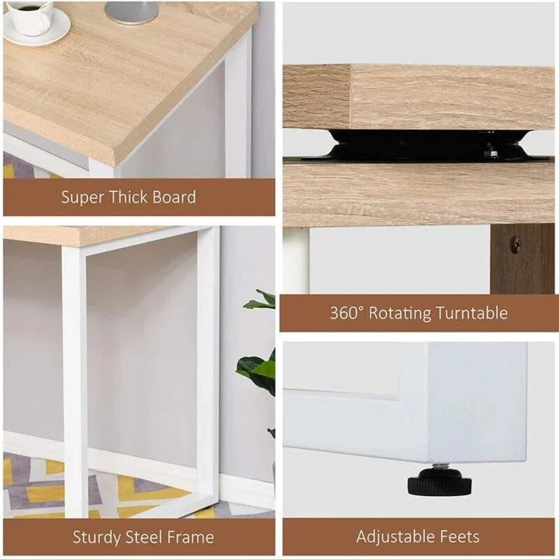 Table d'angle avec étagères de rangement