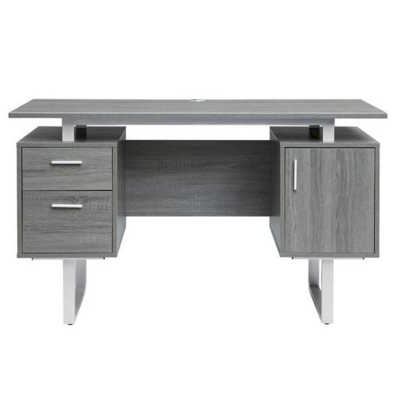 Bureau informatique gris moderne, élégant et de luxe avec rangement
