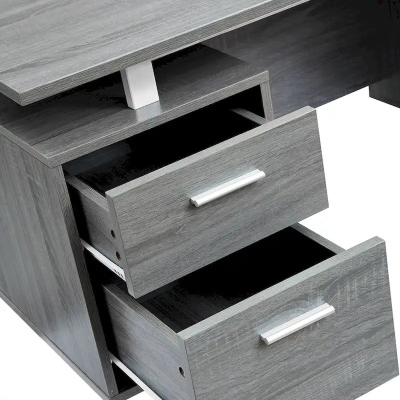 Bureau informatique gris moderne, élégant et de luxe avec rangement
