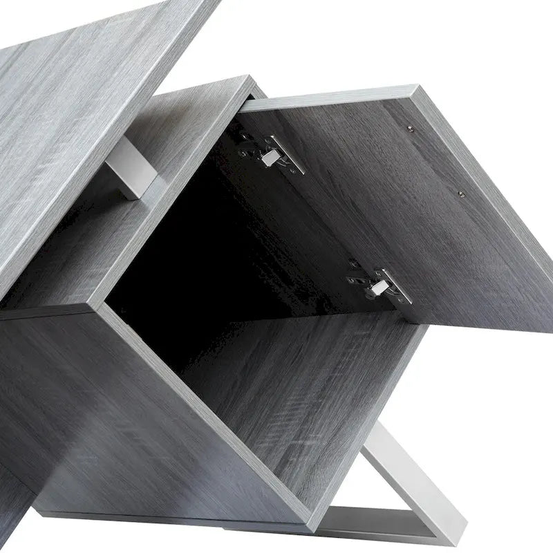Bureau informatique gris moderne, élégant et de luxe avec rangement