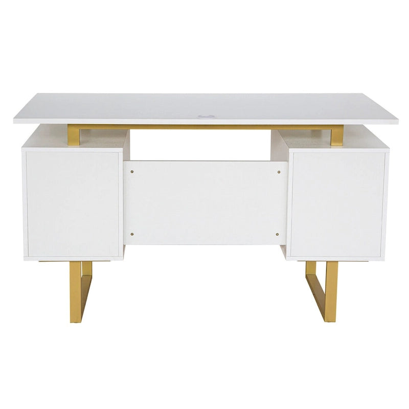 Bureau informatique gris moderne, élégant et de luxe avec rangement