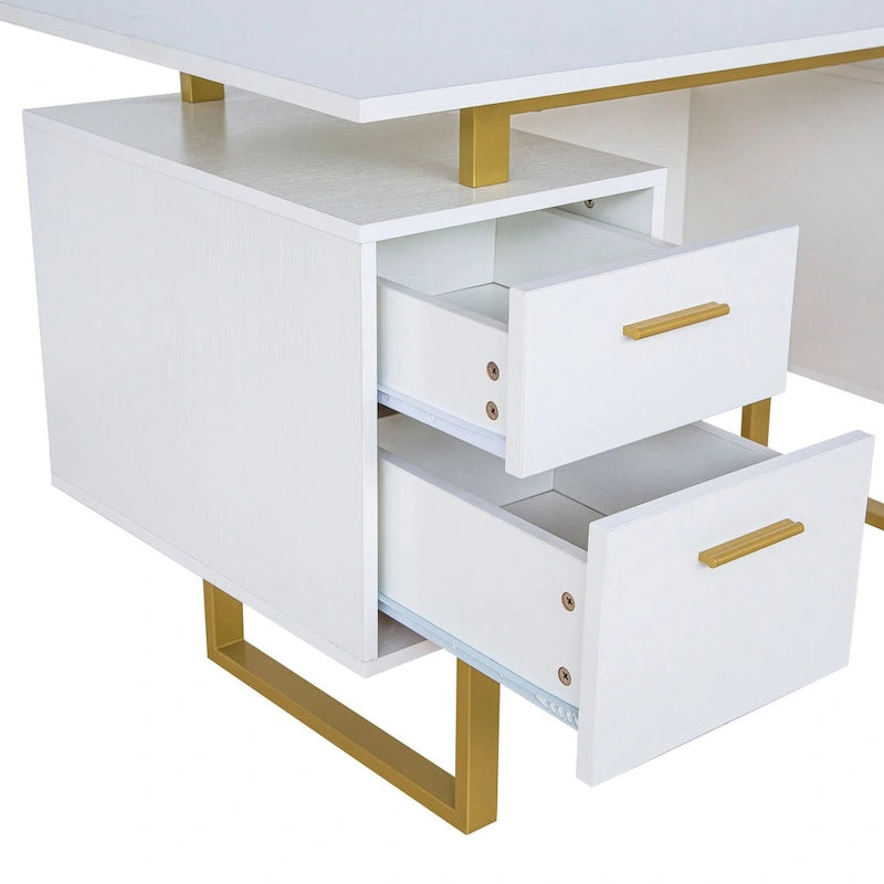 Bureau informatique gris moderne, élégant et de luxe avec rangement