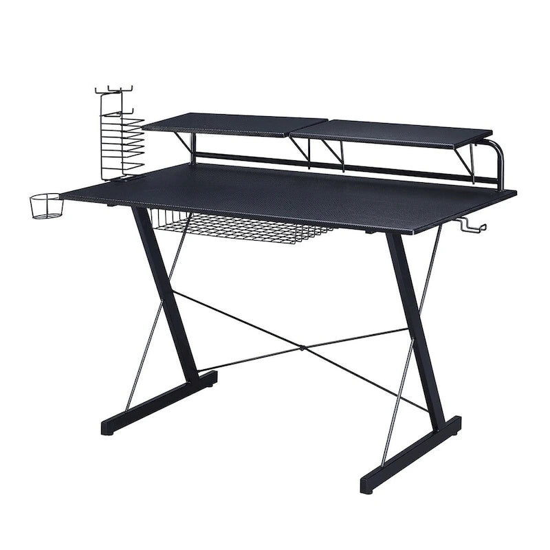 Bureau de jeu informatique Techni Sport Carbon avec étagères