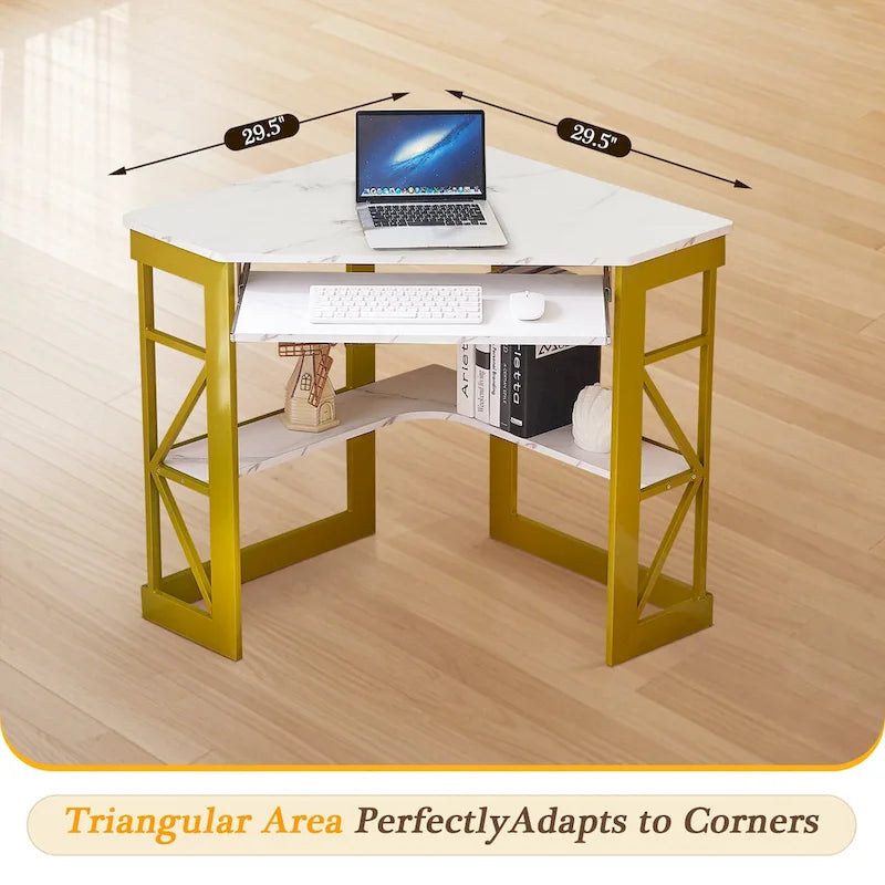 Bureau d'angle Javlergo avec plateau coulissant pour clavier, table d'étude/ordinateur pour dortoir universitaire/bureau à domicile