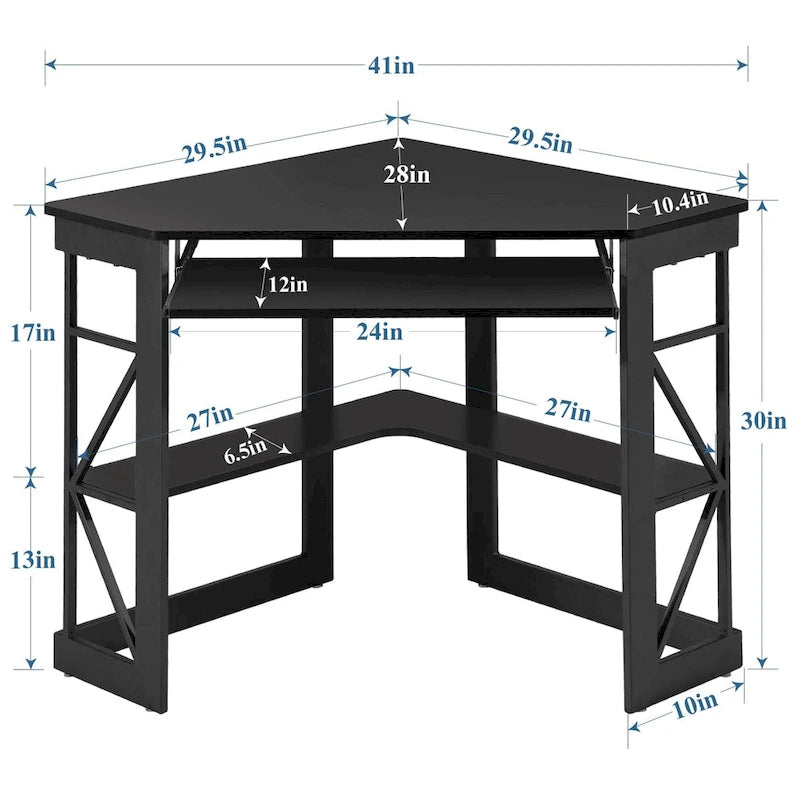 Bureau d'angle Javlergo avec plateau coulissant pour clavier, table d'étude/ordinateur pour dortoir universitaire/bureau à domicile