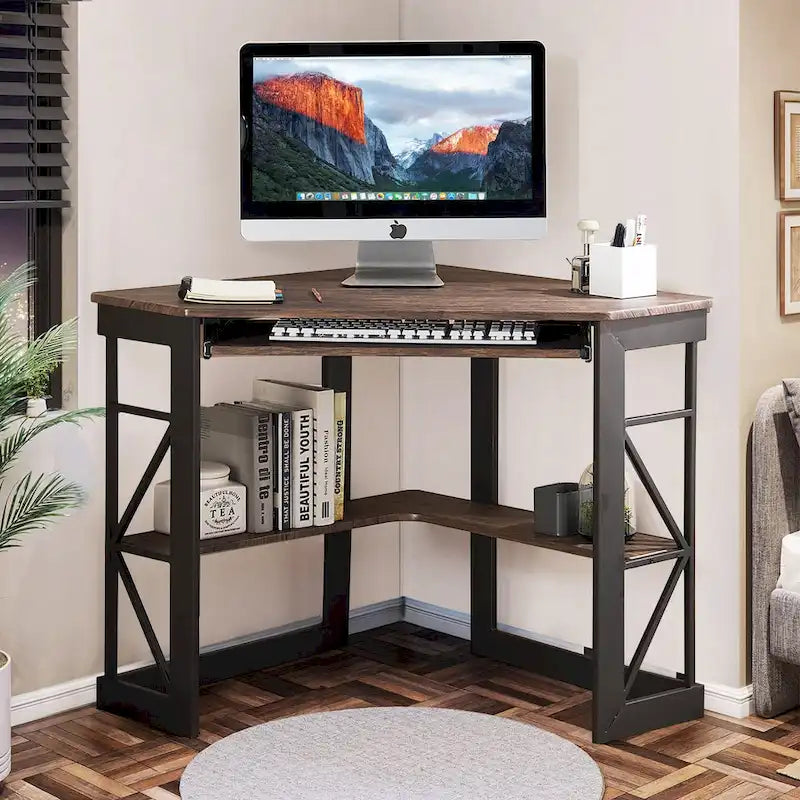 Bureau d'angle Javlergo avec plateau coulissant pour clavier, table d'étude/ordinateur pour dortoir universitaire/bureau à domicile