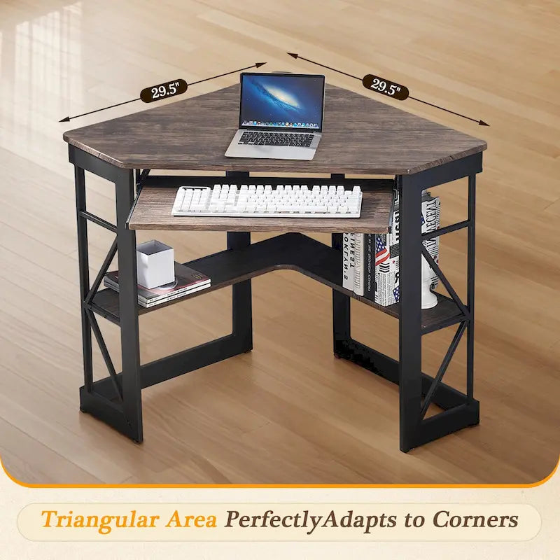 Bureau d'angle Javlergo avec plateau coulissant pour clavier, table d'étude/ordinateur pour dortoir universitaire/bureau à domicile