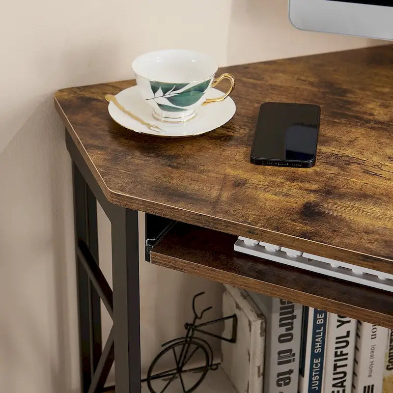 Bureau d'angle Javlergo avec plateau coulissant pour clavier, table d'étude/ordinateur pour dortoir universitaire/bureau à domicile