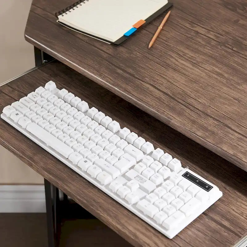 Bureau d'angle Javlergo avec plateau coulissant pour clavier, table d'étude/ordinateur pour dortoir universitaire/bureau à domicile