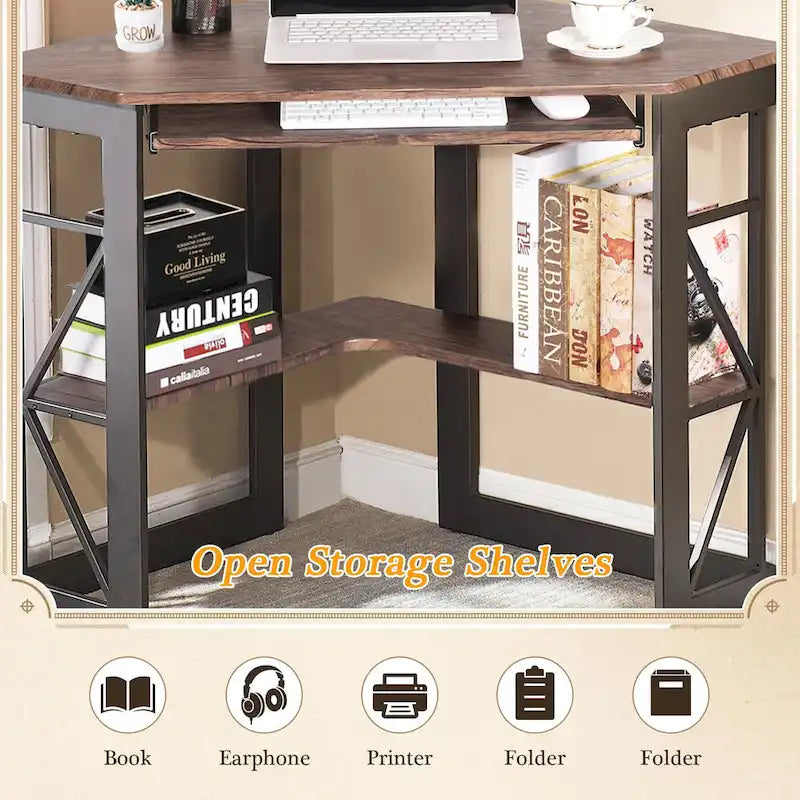 Bureau d'angle Javlergo avec plateau coulissant pour clavier, table d'étude/ordinateur pour dortoir universitaire/bureau à domicile