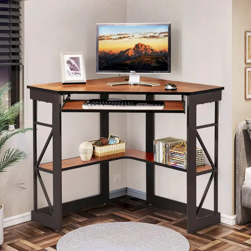 Bureau d'angle Javlergo avec plateau coulissant pour clavier, table d'étude/ordinateur pour dortoir universitaire/bureau à domicile
