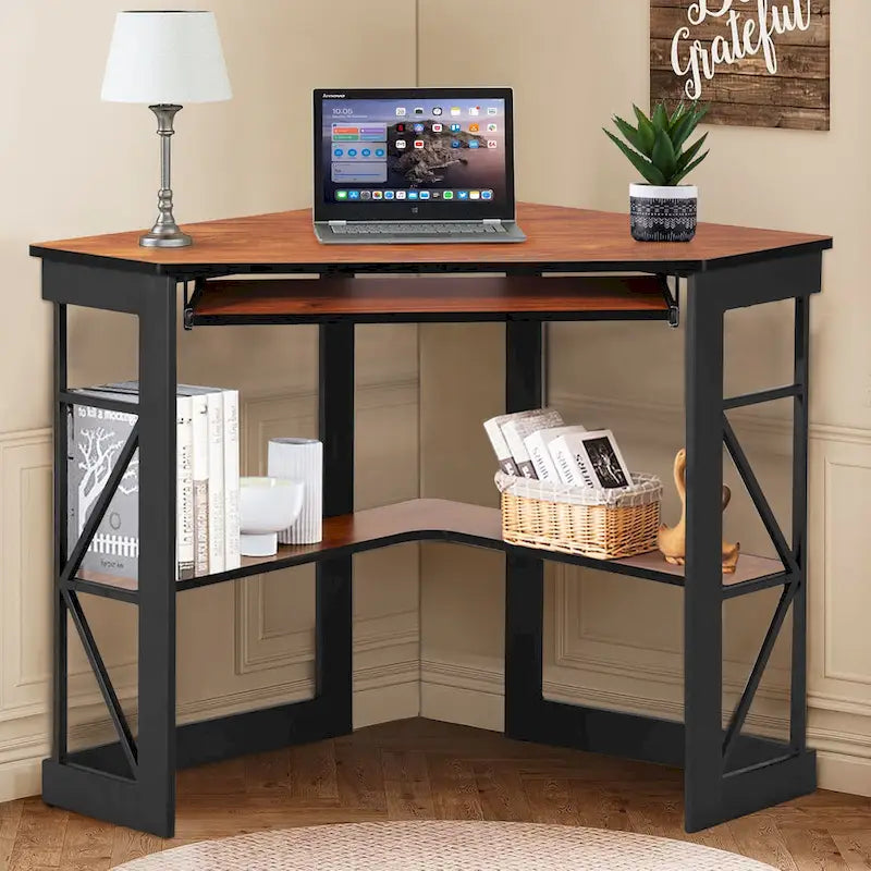 Bureau d'angle Javlergo avec plateau coulissant pour clavier, table d'étude/ordinateur pour dortoir universitaire/bureau à domicile