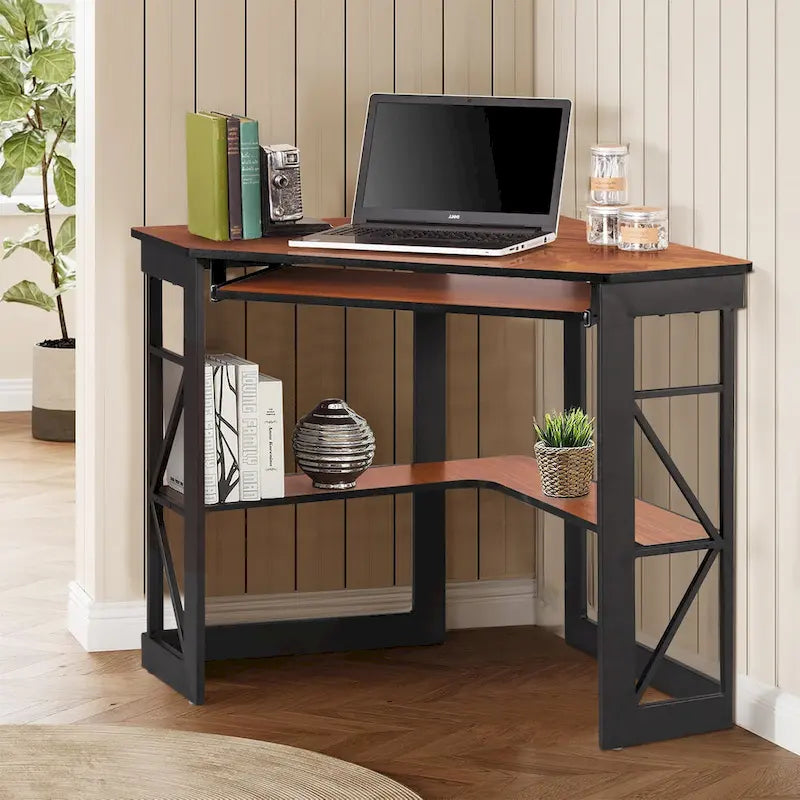 Bureau d'angle Javlergo avec plateau coulissant pour clavier, table d'étude/ordinateur pour dortoir universitaire/bureau à domicile