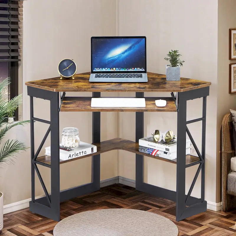 Bureau d'angle Javlergo avec plateau coulissant pour clavier, table d'étude/ordinateur pour dortoir universitaire/bureau à domicile