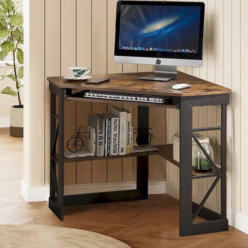 Bureau d'angle Javlergo avec plateau coulissant pour clavier, table d'étude/ordinateur pour dortoir universitaire/bureau à domicile