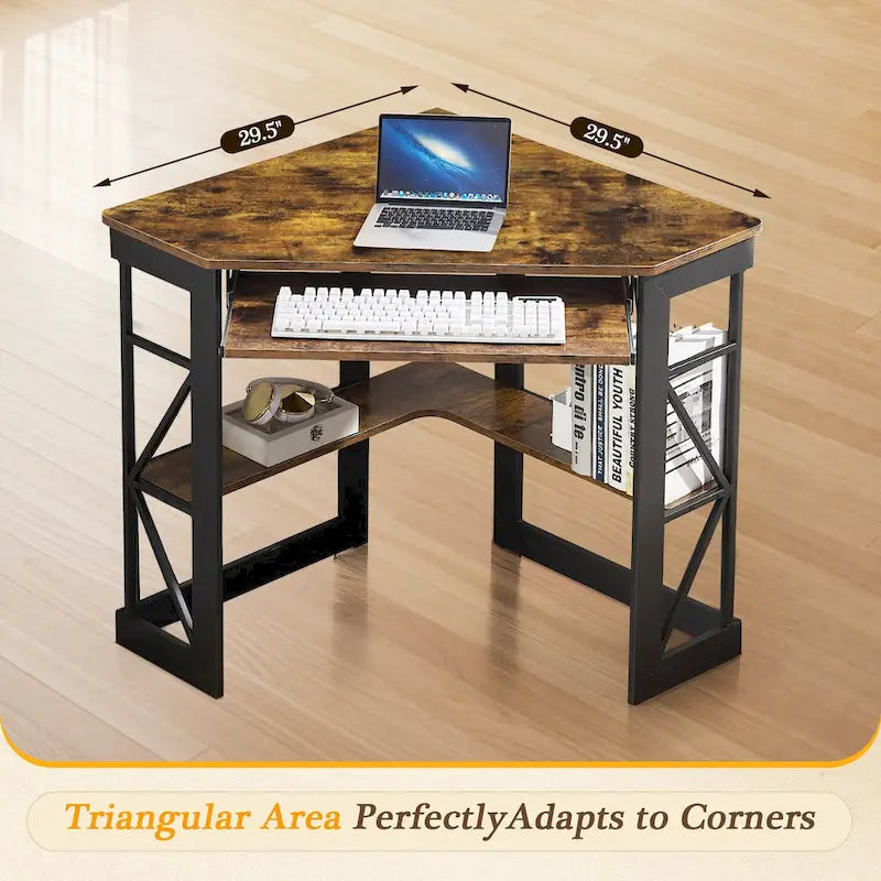 Bureau d'angle Javlergo avec plateau coulissant pour clavier, table d'étude/ordinateur pour dortoir universitaire/bureau à domicile