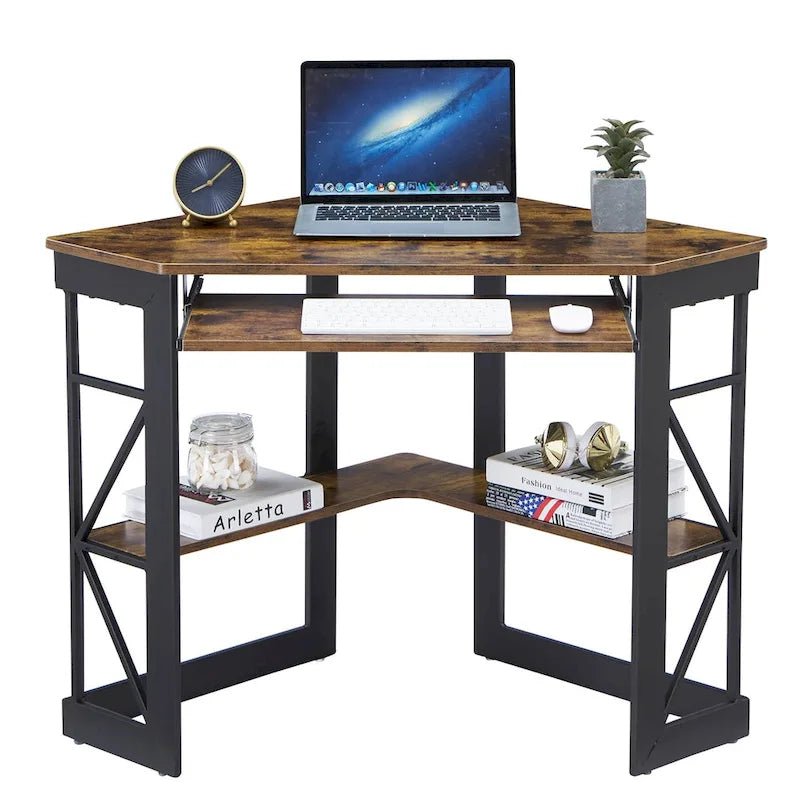 Bureau d'angle Javlergo avec plateau coulissant pour clavier, table d'étude/ordinateur pour dortoir universitaire/bureau à domicile