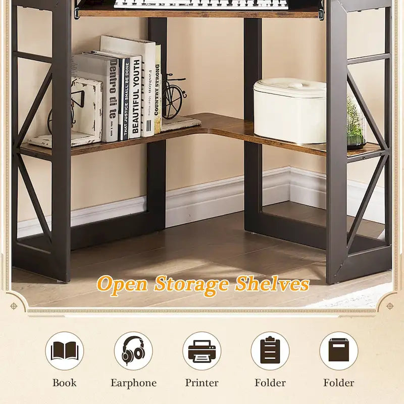 Bureau d'angle Javlergo avec plateau coulissant pour clavier, table d'étude/ordinateur pour dortoir universitaire/bureau à domicile