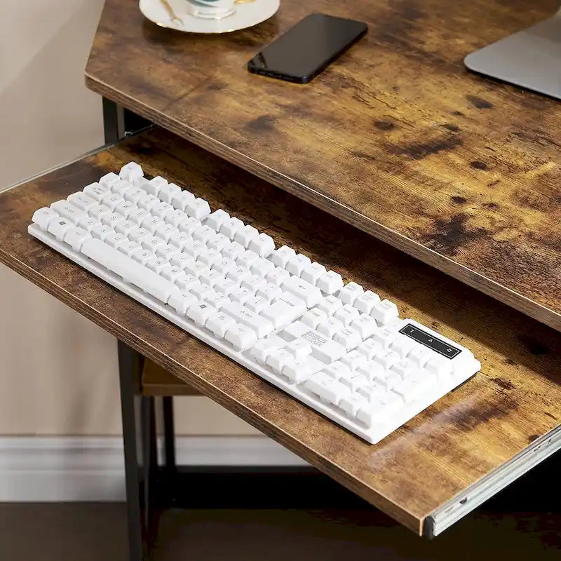 Bureau d'angle Javlergo avec plateau coulissant pour clavier, table d'étude/ordinateur pour dortoir universitaire/bureau à domicile