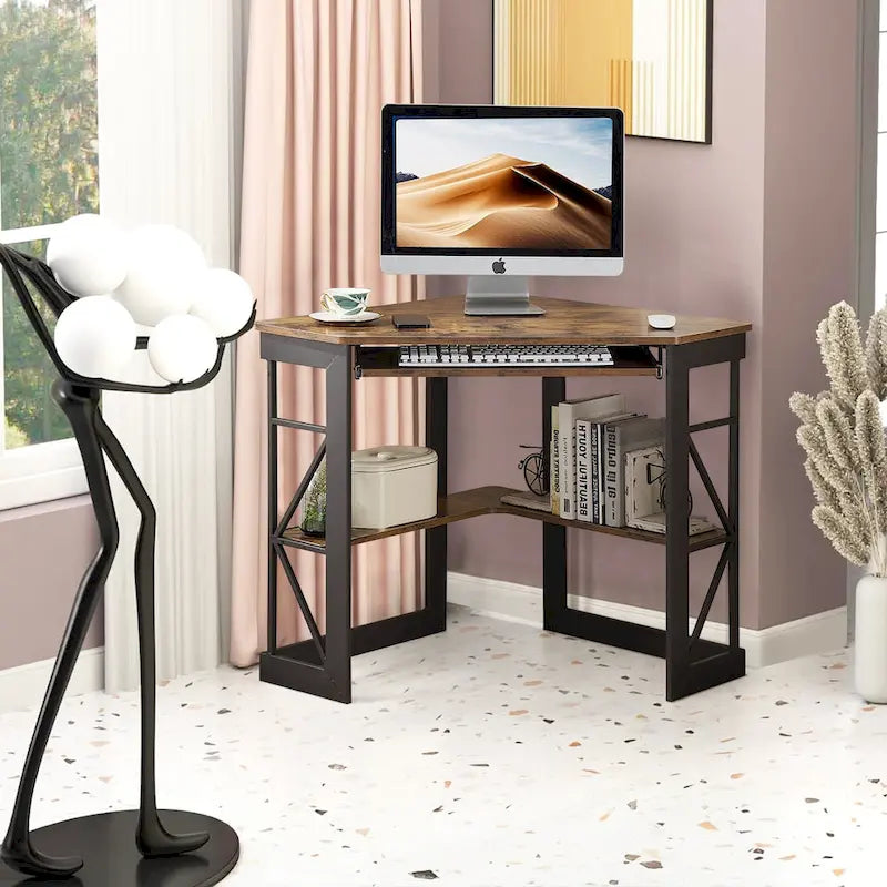 Bureau d'angle Javlergo avec plateau coulissant pour clavier, table d'étude/ordinateur pour dortoir universitaire/bureau à domicile