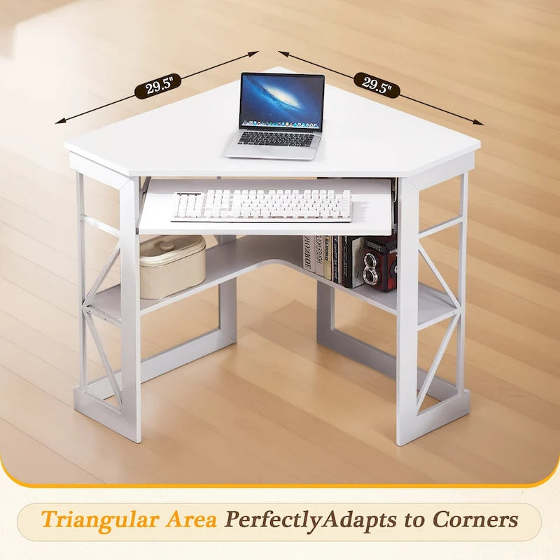 Bureau d'angle Javlergo avec plateau coulissant pour clavier, table d'étude/ordinateur pour dortoir universitaire/bureau à domicile