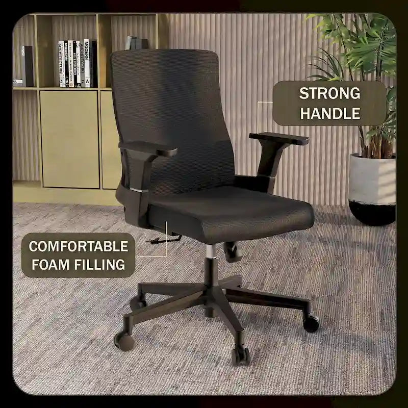 Chaise de bureau mi-hauteur réglable avec pivotement à 360 degrés et inclinaison Brio Series par LeisureMod