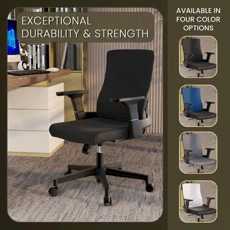 Chaise de bureau mi-hauteur réglable avec pivotement à 360 degrés et inclinaison Brio Series par LeisureMod