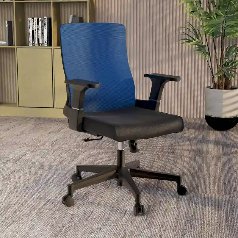 Chaise de bureau mi-hauteur réglable avec pivotement à 360 degrés et inclinaison Brio Series par LeisureMod