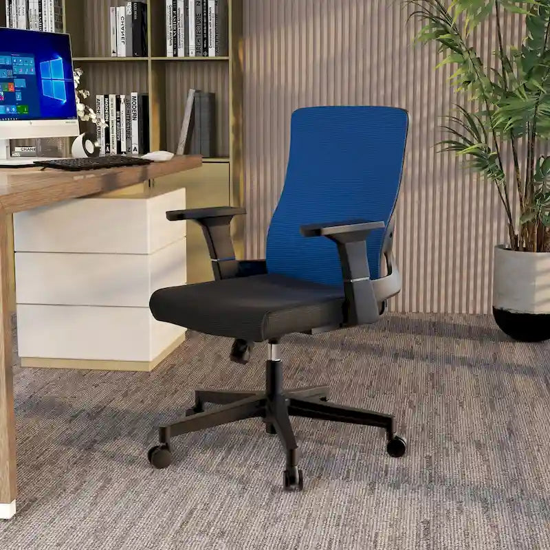Chaise de bureau mi-hauteur réglable avec pivotement à 360 degrés et inclinaison Brio Series par LeisureMod