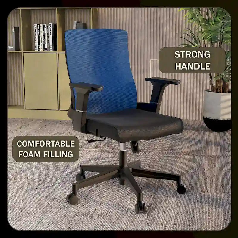 Chaise de bureau mi-hauteur réglable avec pivotement à 360 degrés et inclinaison Brio Series par LeisureMod