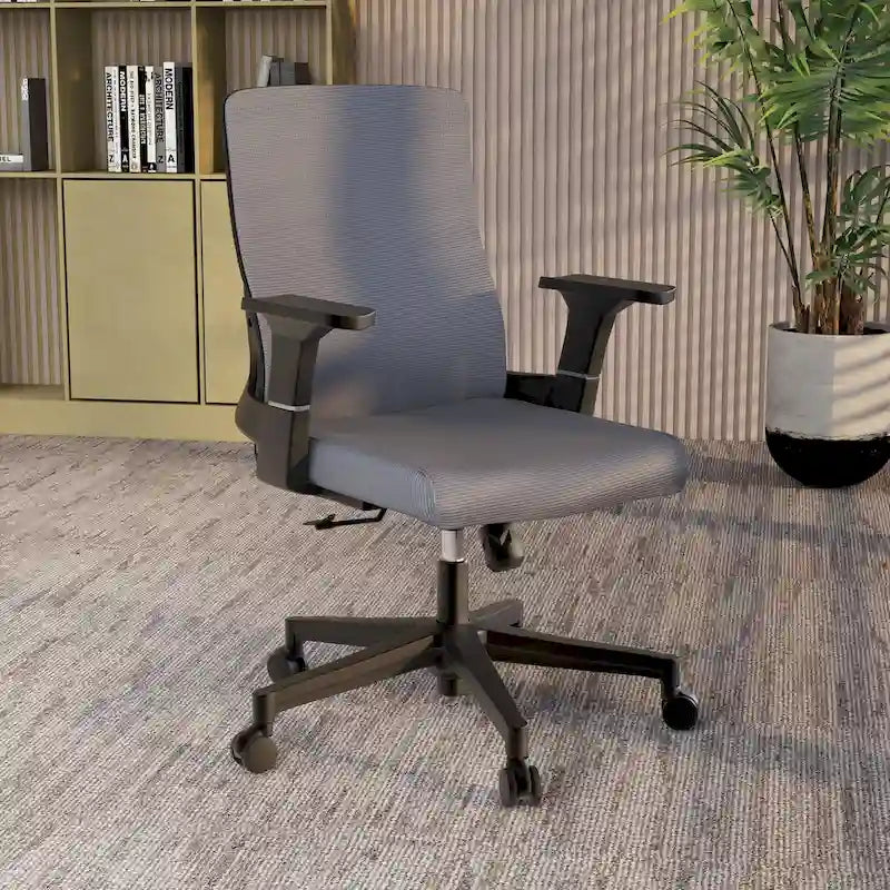 Chaise de bureau mi-hauteur réglable avec pivotement à 360 degrés et inclinaison Brio Series par LeisureMod