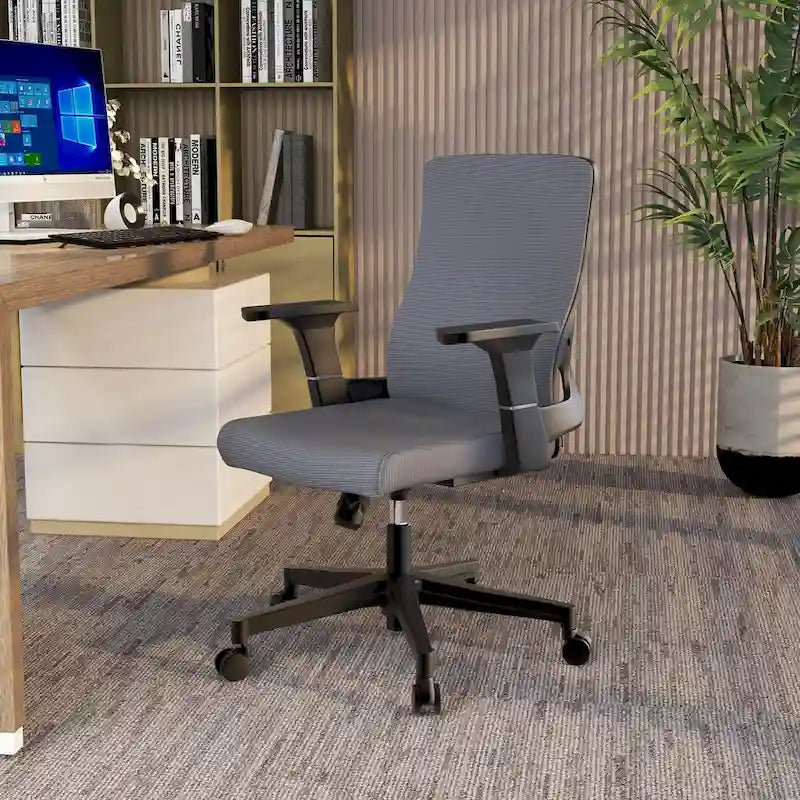 Chaise de bureau mi-hauteur réglable avec pivotement à 360 degrés et inclinaison Brio Series par LeisureMod