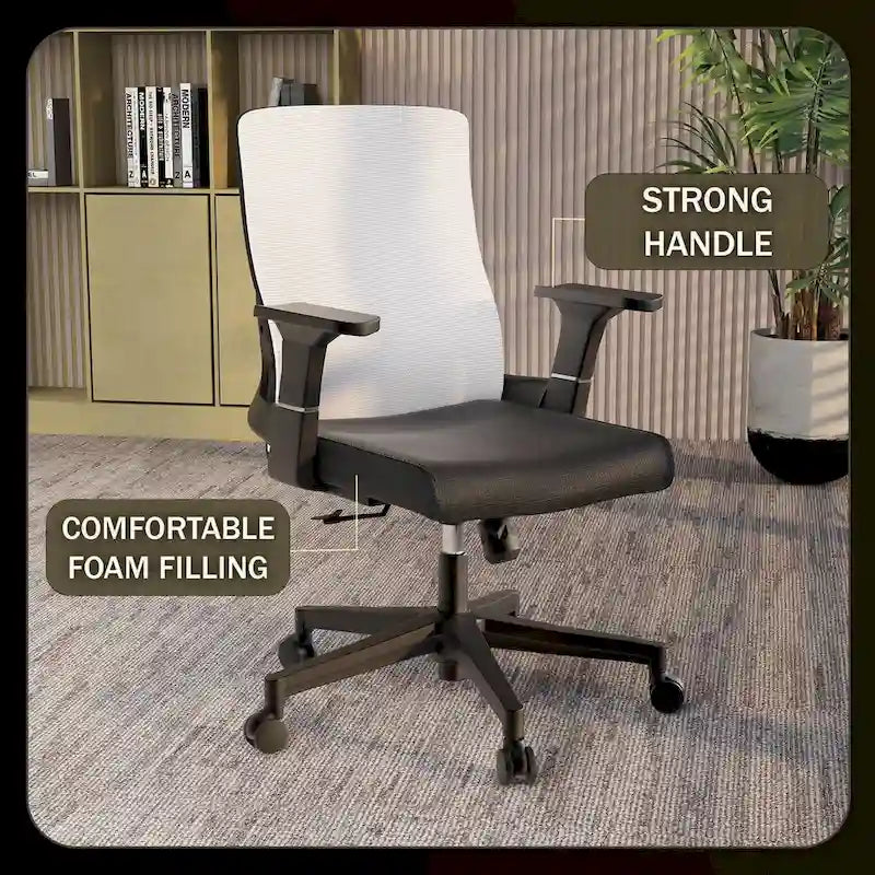 Chaise de bureau mi-hauteur réglable avec pivotement à 360 degrés et inclinaison Brio Series par LeisureMod