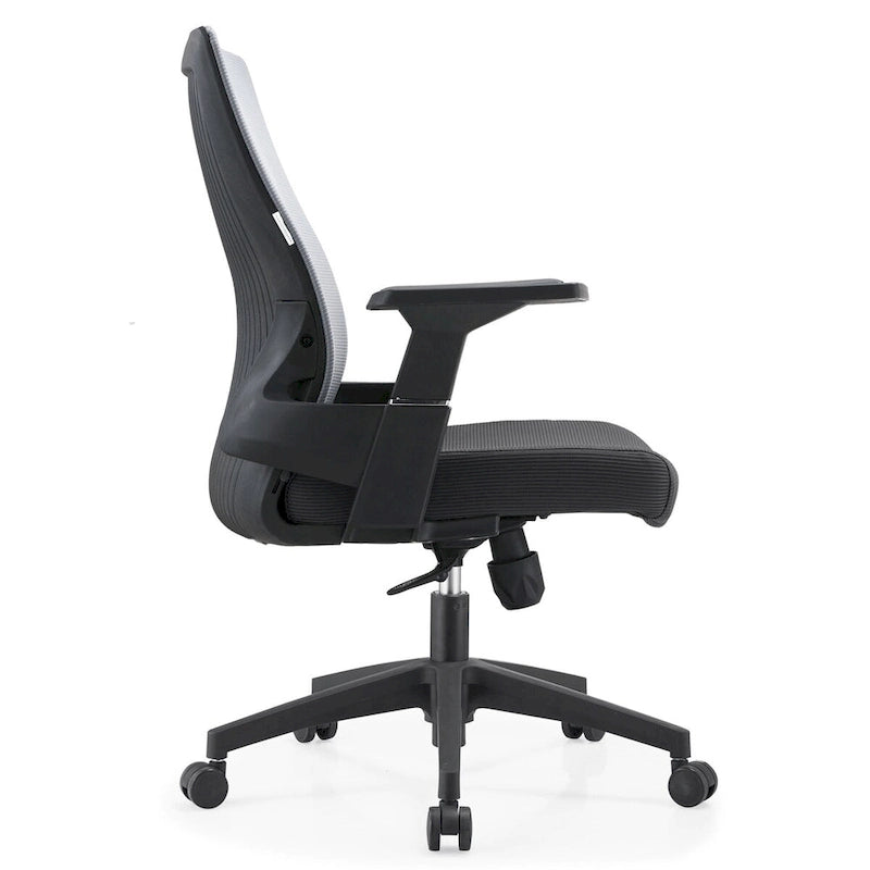 Chaise de bureau mi-hauteur réglable avec pivotement à 360 degrés et inclinaison Brio Series par LeisureMod