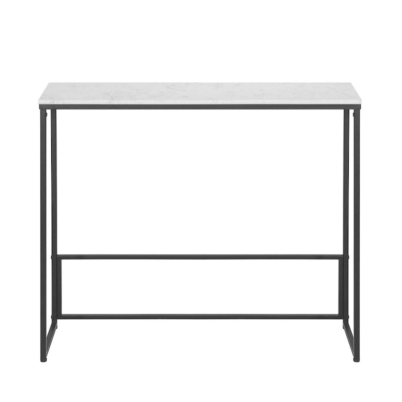 Console étroite Maypex en quartz blanc avec base noire