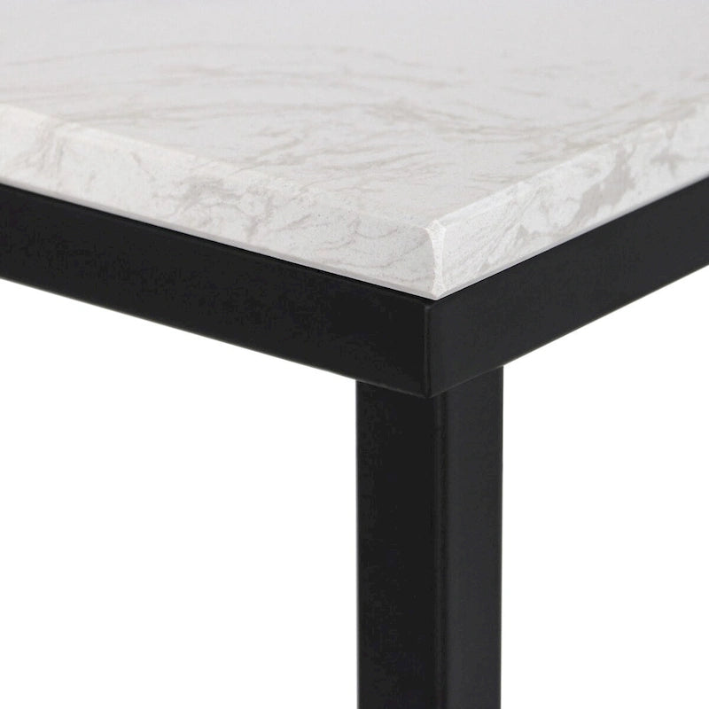 Console étroite Maypex en quartz blanc avec base noire