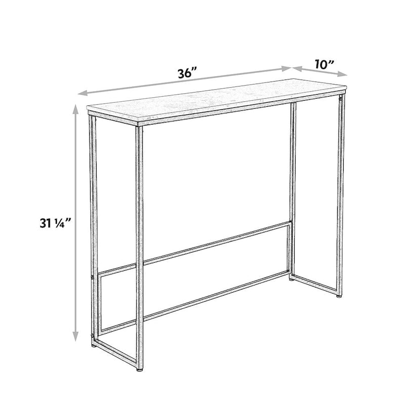 Console étroite Maypex en quartz blanc avec base noire