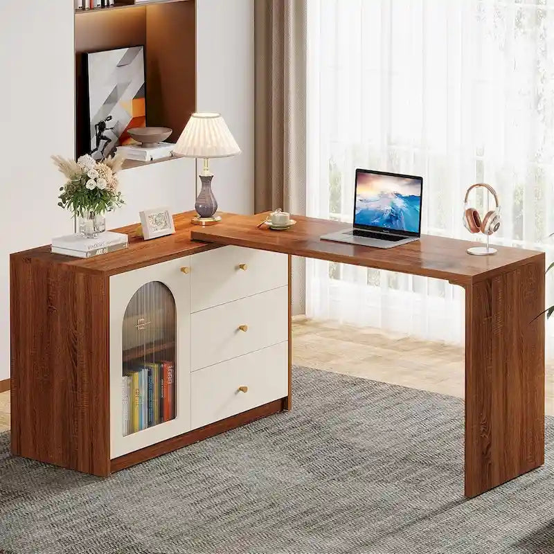 Bureau d'ordinateur réversible en L de 47 pouces pour bureau à domicile