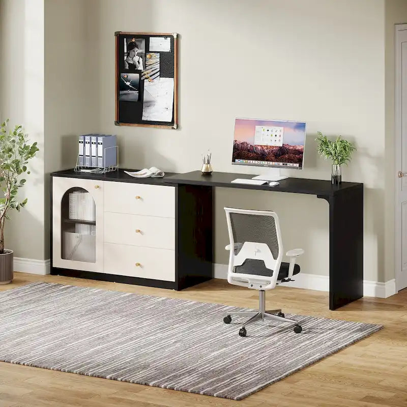 Bureau d'ordinateur réversible en L de 47 pouces pour bureau à domicile