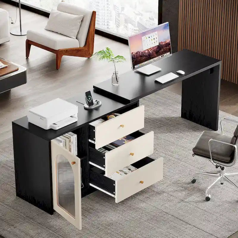 Bureau d'ordinateur réversible en L de 47 pouces pour bureau à domicile