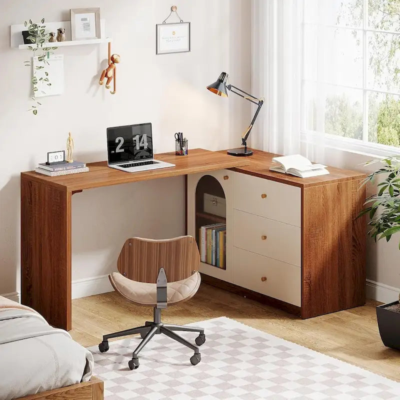 Bureau d'ordinateur réversible en L de 47 pouces pour bureau à domicile