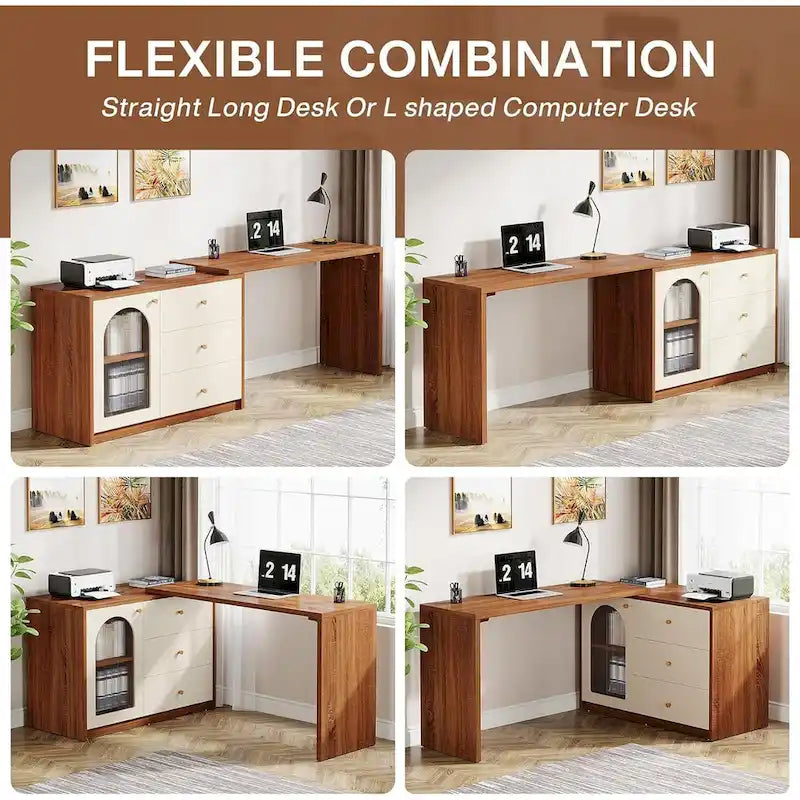 Bureau d'ordinateur réversible en L de 47 pouces pour bureau à domicile