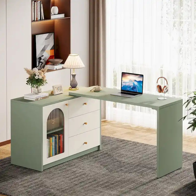 Bureau d'ordinateur réversible en L de 47 pouces pour bureau à domicile