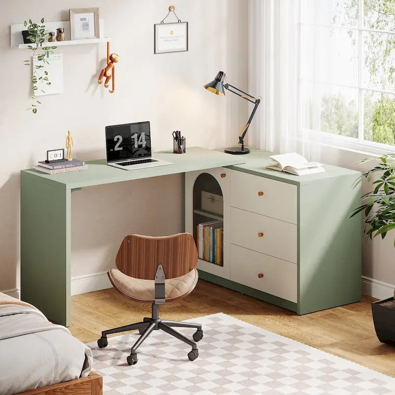 Bureau d'ordinateur réversible en L de 47 pouces pour bureau à domicile
