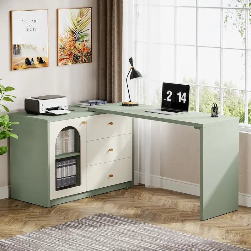 Bureau d'ordinateur réversible en L de 47 pouces pour bureau à domicile