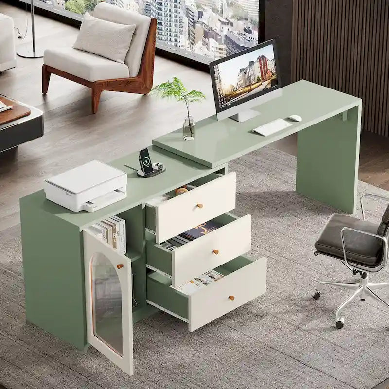 Bureau d'ordinateur réversible en L de 47 pouces pour bureau à domicile