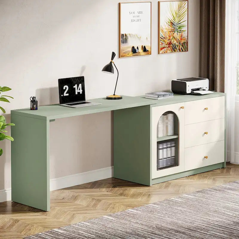 Bureau d'ordinateur réversible en L de 47 pouces pour bureau à domicile